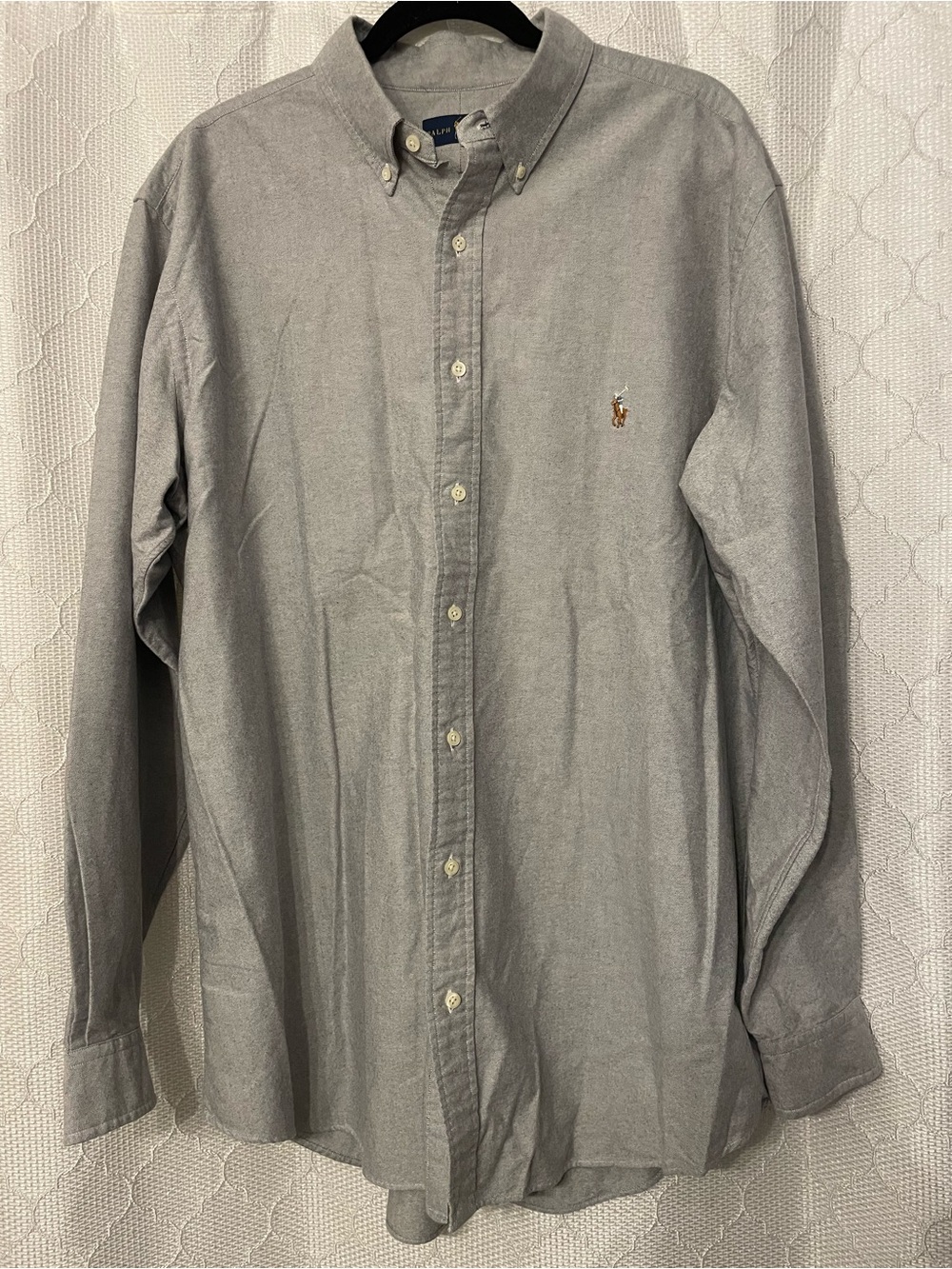 Ralph Lauren Men’s Gray Button-Down Oxford Shirt with Pony Logo